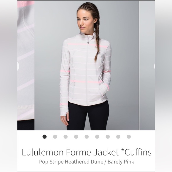 Lululemon Forme Jacket Cuffins Pop Stripe Heathered Dune / Barely Pink -size 10 - Picture 16 of 16